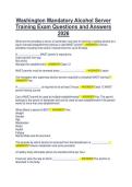 Washington Mandatory Alcohol Server Training Exam Questions and Answers 2026