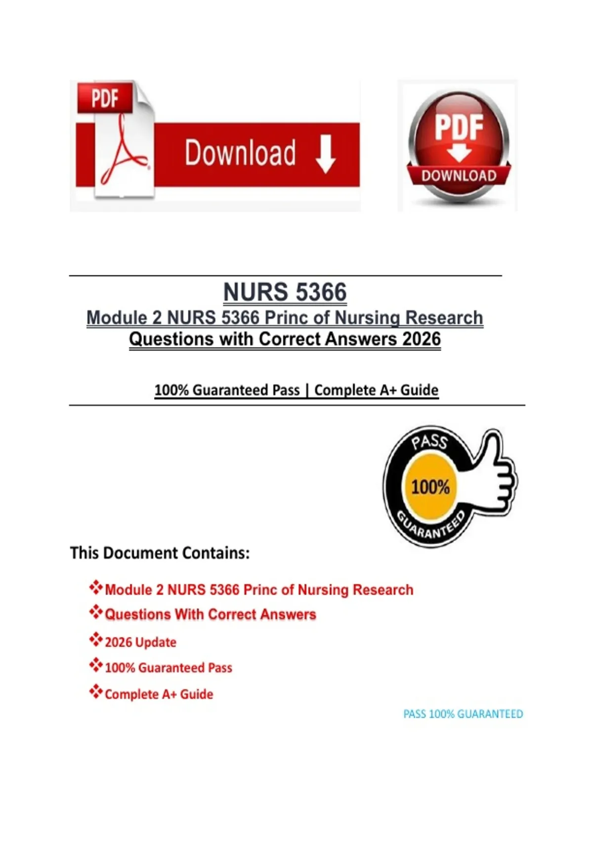 Module 2 NURS 5366 Princ of Nursing Research Questions with Correct ...