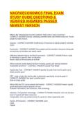 MACROECONOMICS FINAL EXAM STUDY GUIDE QUESTIONS & VERIFIED ANSWERS PASSED NEWEST VERSION