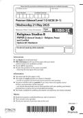2025 Pearson Edexcel Level 1&sol;Level 2  GCSE &lpar;9&ndash;1&rpar; Religious Studies B PAPER 2&colon; Area of Study 2 &ndash; Religion&comma; Peace and Conflict Option 2E&colon; Hinduism Combined Question Paper and Marking Scheme
