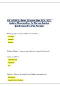 NR 293&sol;NR293 Exam 2 Review &lpar;New 2026 -2027 Update&rpar; Pharmacology for Nursing Practice Questions and verified Answers 