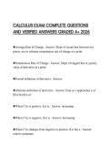 CALCULUS EXAM COMPLETE QUESTIONS AND VERIFIED ANSWERS GRADED A&plus; 2026