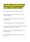 INDIANA COSMETOLOGY STATE BOARD PRACTICE TEST 2026 QUESTIONS WITH 100&percnt; CORRECT ANSWERS VERIFIED