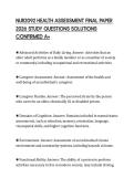 NUR2092 HEALTH ASSESSMENT FINAL PAPER 2026 STUDY QUESTIONS SOLUTIONS CONFIRMED A&plus;