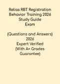 Relias RBT Registration Behavior Training 2026 Study Guide PDF