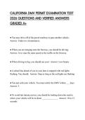 CALIFORNIA DMV PERMIT EXAMINATION TEST 2026 QUESTIONS AND VERIFIED ANSWERS GRADED A&plus;