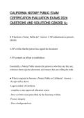 CALIFORNIA NOTARY PUBLIC EXAM CERTIFICATION EVALUATION EXAMS 2026 QUESTIONS AND SOLUTIONS GRADED A&plus;