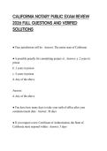 CALIFORNIA NOTARY PUBLIC EXAM REVIEW 2026 FULL QUESTIONS AND VERIFIED SOLUTIONS