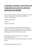 CALIFORNIA OPTOMETRY LAWS ETHICS AND COMPLIANCE EXAM 2026 FULL PRACTICE QUESTIONS AND ANSWERS
