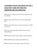 CALIFORNIA SCHOOL BUS DRIVER CHP TEST 2 EXAM STUDY GUIDE WITH PRACTICE QUESTIONS AND SOLUTIONS 2026