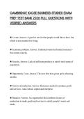 CAMBRIDGE IGCSE BUSINESS STUDIES EXAM PREP TEST BANK 2026 FULL QUESTIONS WITH VERIFIED ANSWERS