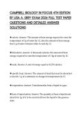 CAMPBELL BIOLOGY IN FOCUS 4TH EDITION BY LISA A&period; URRY EXAM 2026 FULL TEST PAPER QUESTIONS AND DETAILED ANSWER SOLUTIONS