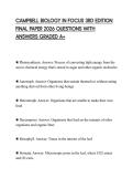 CAMPBELL BIOLOGY IN FOCUS 3RD EDITION FINAL PAPER 2026 QUESTIONS WITH ANSWERS GRADED A&plus;