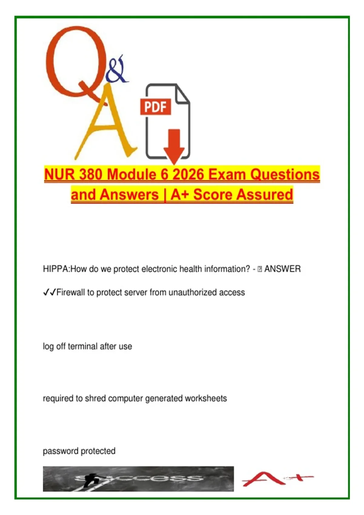 NUR 380 Module 6 | 100 Q&A | Documentation, Nursing Informatics, HIPAA ...