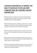 CANADIAN FUNDAMENTALS OF NURSING TEST BANK 7TH EDITION BY POTTER AND PERRY COMPLETE STUDY SET CHAPTERS 1-48 WITH ANSWERS 2026