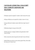 CAR DEALER LICENSE FINAL EXAM SCRIPT 2026 COMPLETE QUESTIONS AND SOLUTIONS