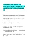 CARDIOPULMONARY ANATOMY AND PHYSIOLOGY CHAPTER 2 EXAMINATION TEST 2026 QUESTIONS WITH ANSWERS GRADED A&plus;