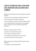 CARE OF WOMEN KSA FINAL EXAM PAPER 2026 QUESTIONS AND SOLUTIONS 100&percnt; CORRECT