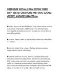 CAREGIVER ACTUAL EXAM REVIEW GUIDE WITH TESTED QUESTIONS AND 100&percnt; SOLVED VERIFIED ANSWERS GRADED A&plus; CAREGIVER ACTUAL EXAM REVIEW GUIDE WITH TESTED QUESTIONS AND 100&percnt; SOLVED VERIFIED ANSWERS GRADED A&plus;