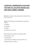 CAREGIVER COMPREHENSIVE EXAM PAPER TEST BANK FULL SOLUTION UPDATED 2026 WITH 100&percnt; CORRECT ANSWERS