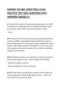 NURSING 102 MED SURGE FINAL EXAM PRACTICE TEST 2026 QUESTIONS WITH ANSWERS GRADED A&plus;