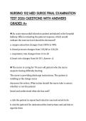 NURSING 102 MED SURGE FINAL EXAMINATION TEST 2026 QUESTIONS WITH ANSWERS GRADED A&plus;