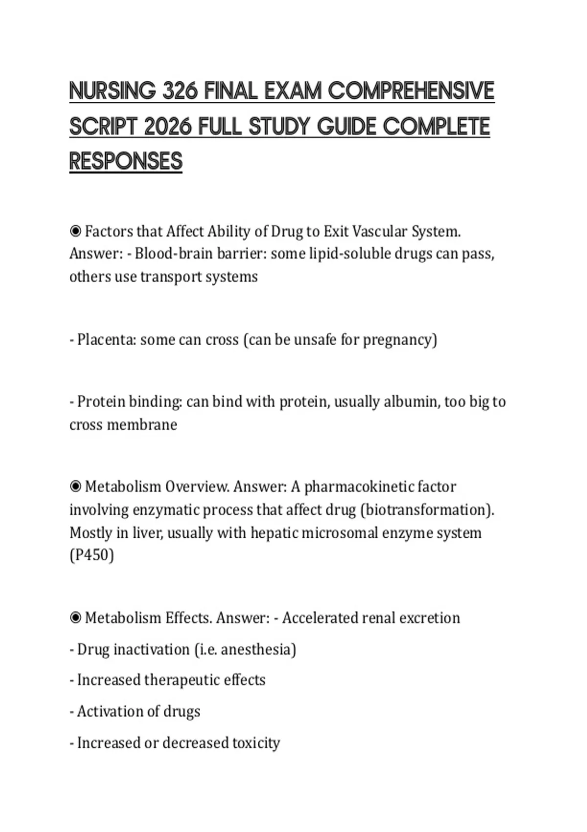 NURSING 326 FINAL EXAM COMPREHENSIVE SCRIPT 2026 FULL STUDY GUIDE ...