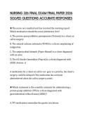NURSING 326 FINAL EXAM FINAL PAPER 2026 SOLVED QUESTIONS ACCURATE RESPONSES