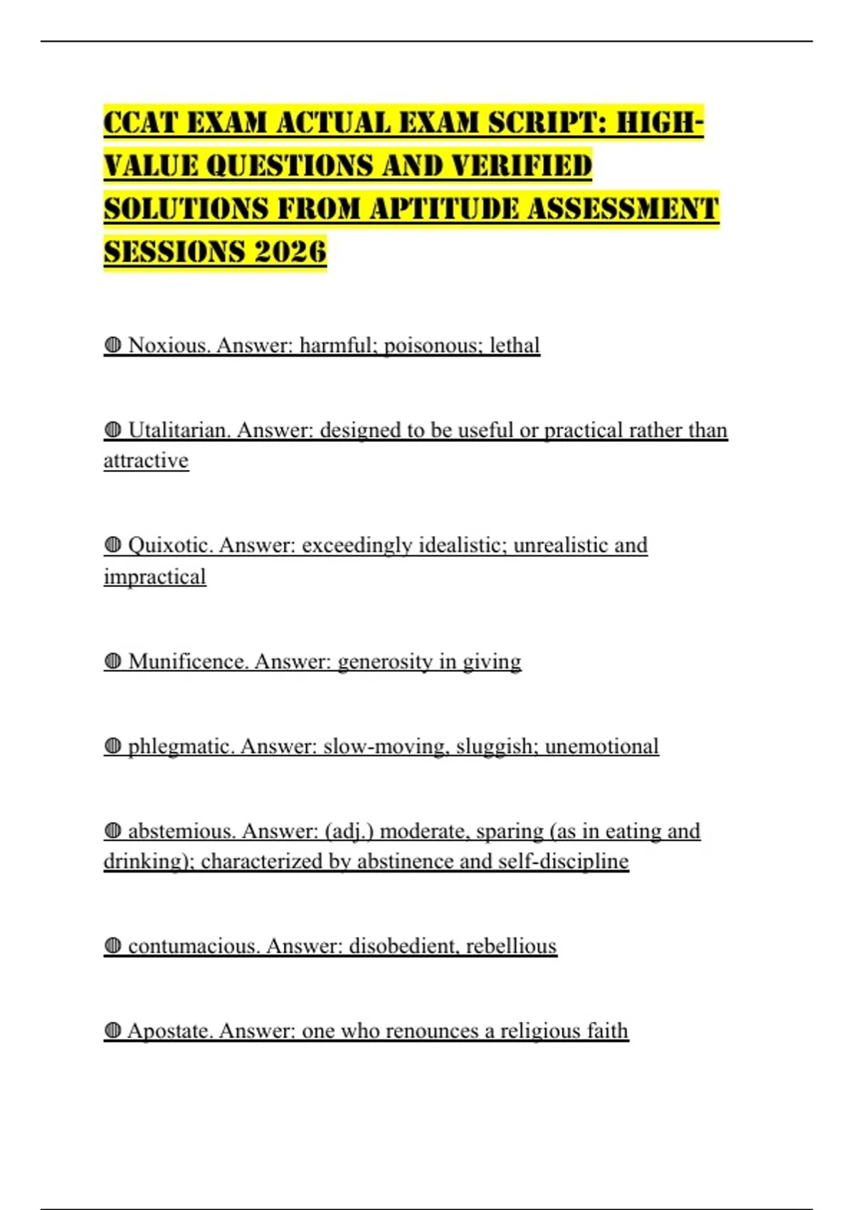 CCAT EXAM ACTUAL EXAM SCRIPT: HIGHVALUE QUESTIONS AND VERIFIED ...
