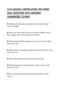 CCC MODULE CERTIFICATION TEST PAPER 2026 QUESTIONS WITH ANSWERS GUARANTEED TO PASS