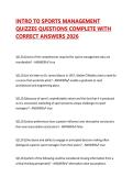 INTRO TO SPORTS MANAGEMENT QUIZZES QUESTIONS COMPLETE WITH CORRECT ANSWERS 2026
