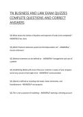 TN BUSINESS AND LAW EXAM QUIZZES COMPLETE QUESTIONS AND CORRECT ANSWERS