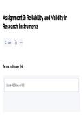 NURS 5366 Assignment 3- Reliability and Validity in Research Instruments -2026 Latest Update with complete solutions&period;