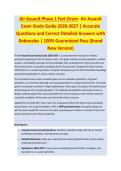 Air Assault Phase 1 Fort Drum - AIR ASSAULT EXAM STUDY GUIDE ACCURATE QUESTIONS AND CORRECT DETAILED ANSWERS WITH RATIONALES &vert;&vert; 100&percnt; GUARANTEED PASS <BRAND NEW VERSION>