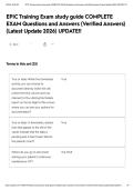 EPIC Training Exam study guide COMPLETE EXAM Questions and Answers &lpar;Verified Answers&rpar; &lpar;Latest Update 2026&rpar; UPDATE&excl;&excl;EPIC Training Exam study guide COMPLETE EXAM Questions and Answers &lpar;Verified Answers&rpar; &lpar;Latest Update 2026&rpar; UPDATE&excl;&excl;