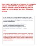 Mental Health&sol;Psych HESI Review Questions &lpar;50 Q study with  rationale&rpar; EXAM COMPLETE QUESTIONS AND CORRECT  DETAILED ANSWERS &lpar;VERIFIED ANSWERS&rpar; &vert;ALREADY  GRADED A&plus; LATEST UPDATE 2026 -2027 University of  Kentucky  