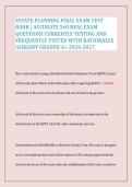 Estate Planning Final Exam Test Bank &lpar;2026&ndash;2027&rpar; &vert; 560 Accurate Real Exam Questions with Detailed Rationales