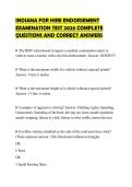 INDIANA FOR HIRE ENDORSEMENT EXAMINATION TEST 2026 COMPLETE QUESTIONS AND CORRECT ANSWERS