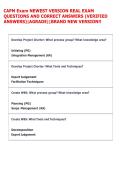 CAPM Exam NEWEST VERSION REAL EXAM  QUESTIONS AND CORRECT ANSWERS &lpar;VERIFIED  ANSWERS&rpar;&vert;AGRADE&vert;&vert;BRAND NEW VERSION&excl;&excl; 