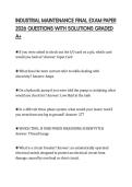 INDUSTRIAL MAINTENANCE FINAL EXAM PAPER 2026 QUESTIONS WITH SOLUTIONS GRADED A&plus;