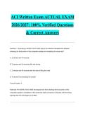 ACI Written Exam ACTUAL EXAM 2026&sol;2027&colon; 100&percnt; Verified Questions & Correct Answers
