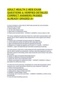 ADULT HEALTH 2 HESI EXAM QUESTIONS & VERIFIED DETAILED CORRECT ANSWERS PASSED ALREADY GRADED A&plus;