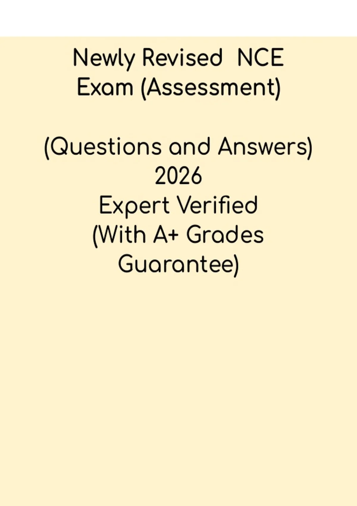 Newly Revised 2026 NCE Exam (Assessment) – Study Guide & Practice PDF ...