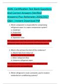 HVAC Certification Test Bank Questions  And Correct Answers &lpar;Verified  Answers&rpar; Plus Rationales 2026&sol;2027  Q&A &vert; Instant Download Pdf 