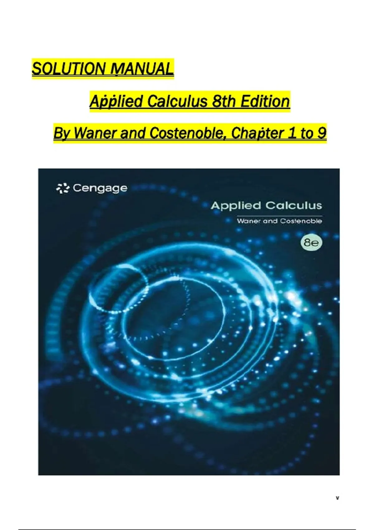 Full Solution Manual for Applied Calculus 8th Edition by Stefan Waner ...