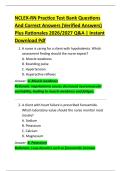 NCLEX-RN Practice Test Bank Questions  And Correct Answers &lpar;Verified Answers&rpar;  Plus Rationales 2026&sol;2027 Q&A &vert; Instant  Download Pdf 