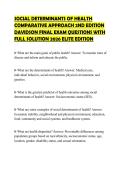 SOCIAL DETERMINANTS OF HEALTH COMPARATIVE APPROACH 2ND EDITION DAVIDSON FINAL EXAM QUESTIONS WITH FULL SOLUTION 2026 ELITE EDITION