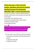 NCLEX Reduction of Risk Potential  practice  Questions And Correct Answers  &lpar;Verified Answers&rpar; Plus Rationales  2026&sol;2027 Q&A &vert; Instant Download Pdf 
