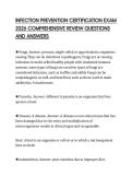 INFECTION PREVENTION CERTIFICATION EXAM 2026 COMPREHENSIVE REVIEW QUESTIONS AND ANSWERS