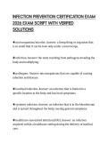 INFECTION PREVENTION CERTIFICATION EXAM 2026 EXAM SCRIPT WITH VERIFIED SOLUTIONS